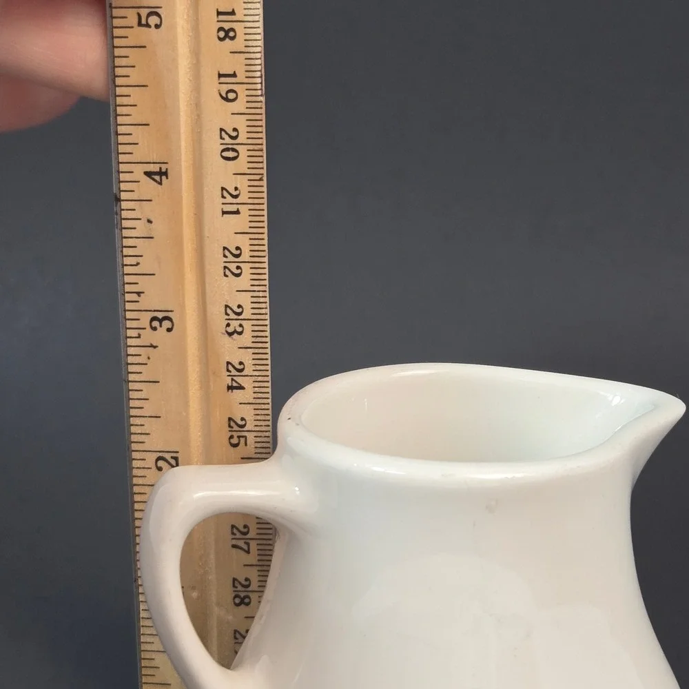 Vintage White Ironstone Creamer Pitcher Fleur De Lis Bottom Mark Farmhouse Decor